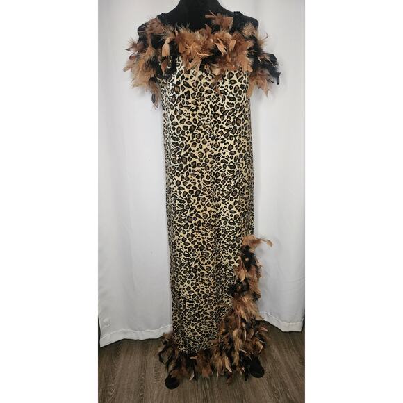 Vintage Leopard Costume Dress Maxi Sleeveless Dress Halloween Glam Size 8/10 - Picture 3 of 8